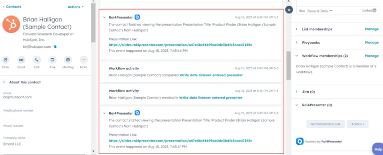 hubspot contact activity