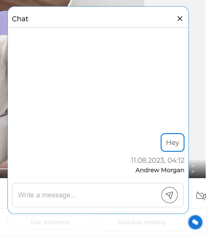 chat window in presentation player