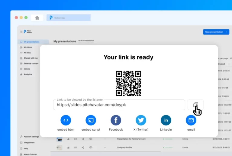pitch avatar link generation feature