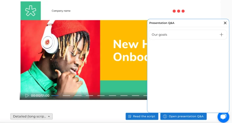 q&a window in presentation player