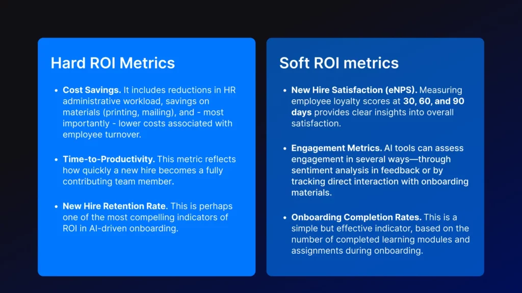 ai employee onboarding hard soft metrics table
