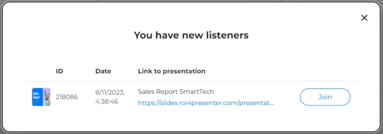 presentation new listeners notification