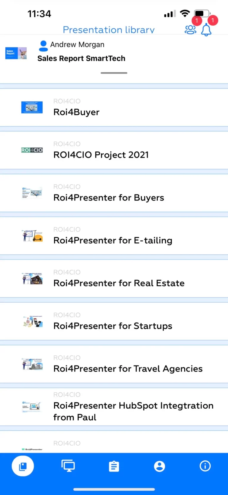 mobile app created presentaions tab