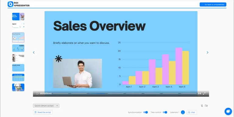 presentation player with active controls