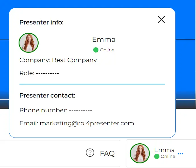 presenter information window